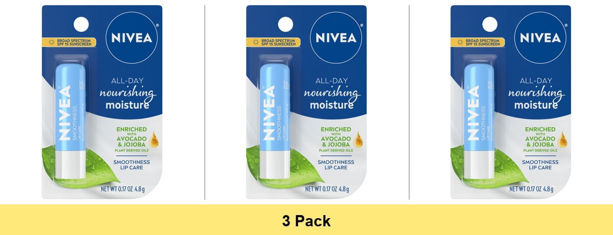 nivea vitamin c lip balm NIVEA Smoothness Lip Care Lip Balm SPF 15 with Shea Butter, Vitamin C & E,  0.17 oz - 2 Pack