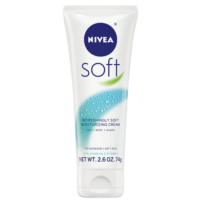 NIVEA Soft Cream, Refreshingly Soft Moisturizing Cream, Body Cream, Face Cream, and Hand Cream, 2.6 Oz Tube