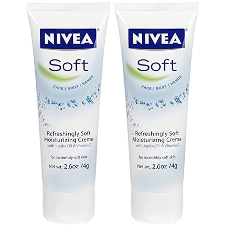 NIVEA Soft Refreshingly Soft Moisturizing Cream for Face, Body and Hands, Jojoba Oil, 2.6 oz
