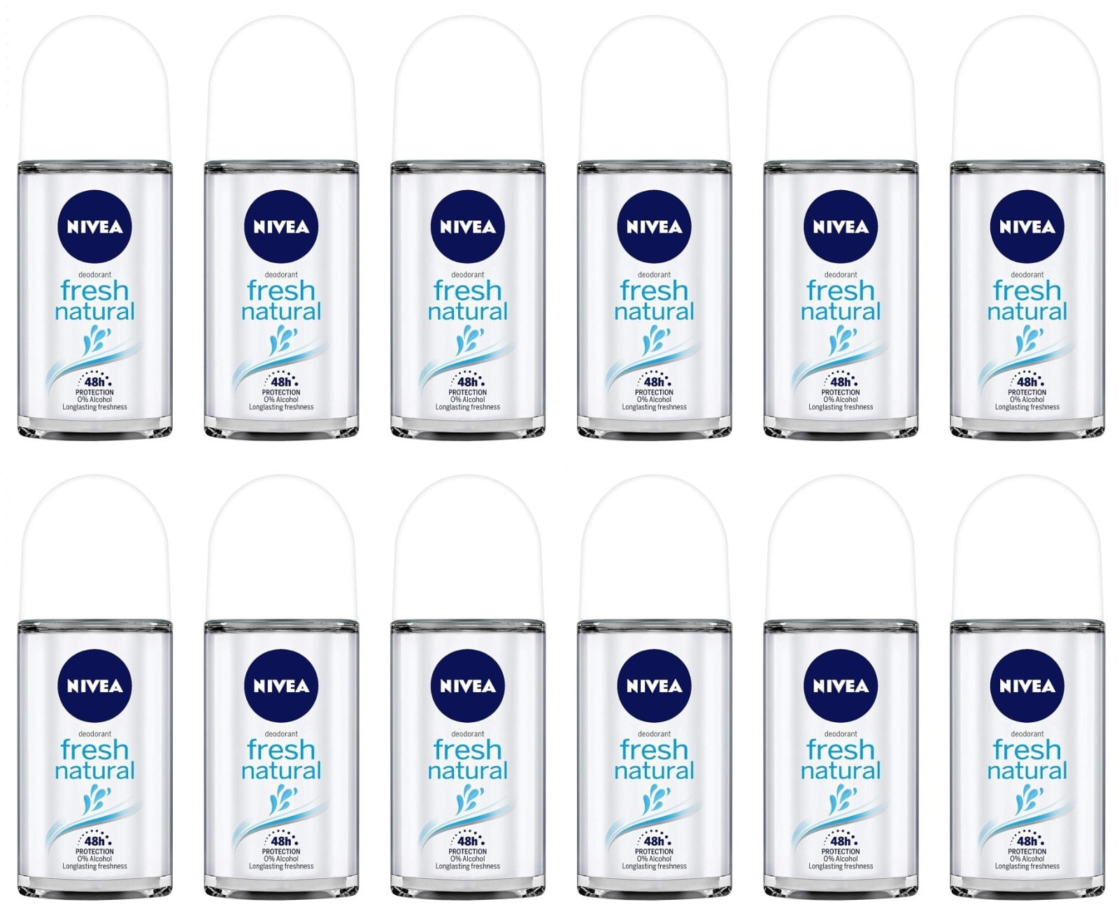 NIVEA WOMEN'S DEODORANT ROLL-ON Fresh Natural -Pack of 12