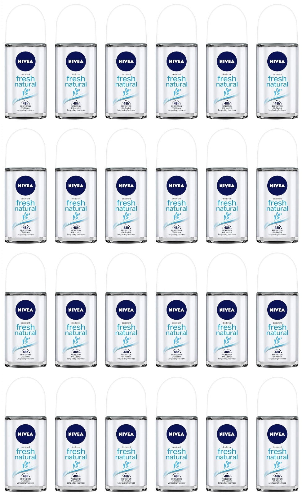 NIVEA WOMEN'S DEODORANT ROLL-ON Fresh Natural -Pack of 24