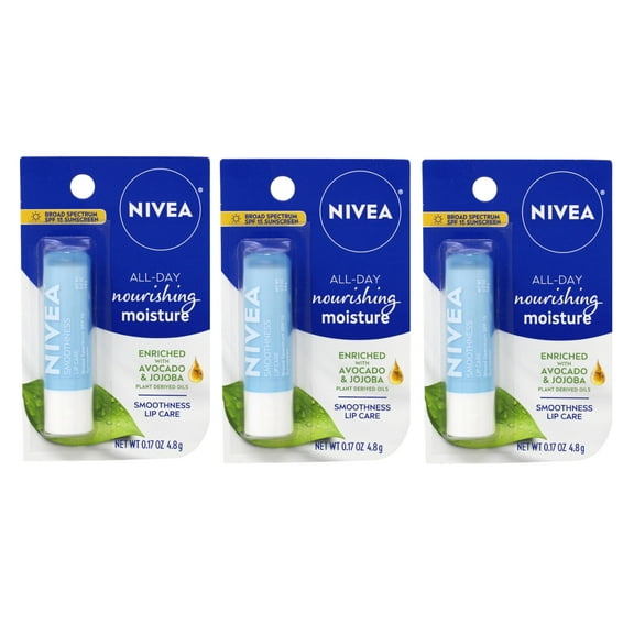 NIVEA a Kiss of Smoothness Hydrating Lip Care SPF 15, 0.17 oz (Pack of 3)