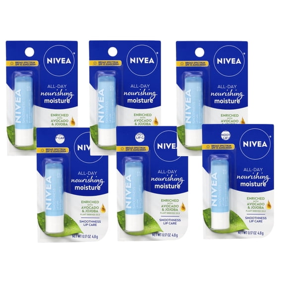 NIVEA a Kiss of Smoothness Hydrating Lip Care SPF 15, 0.17 oz (Pack of 6)