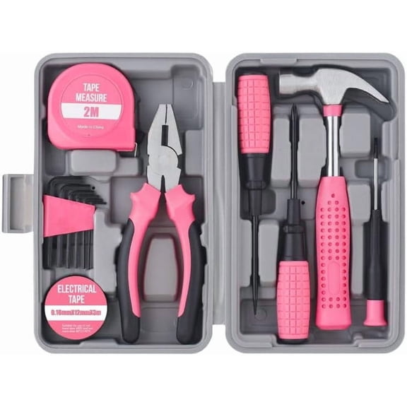 NIVOLT 13Pcs Pink Tool Set for Women with Storage Case | Small DIY Tool Kit Compact DIY Tool Kit