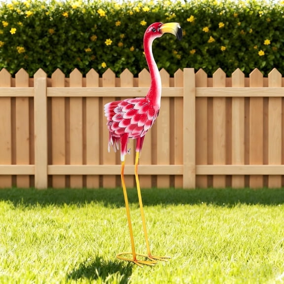 NIWEITA Large Yard Flamingos Metal Statues,Pink Flamingo Sculptures, Outdoor Decor, Garden,Patio, Porch, Lawn Ornament
