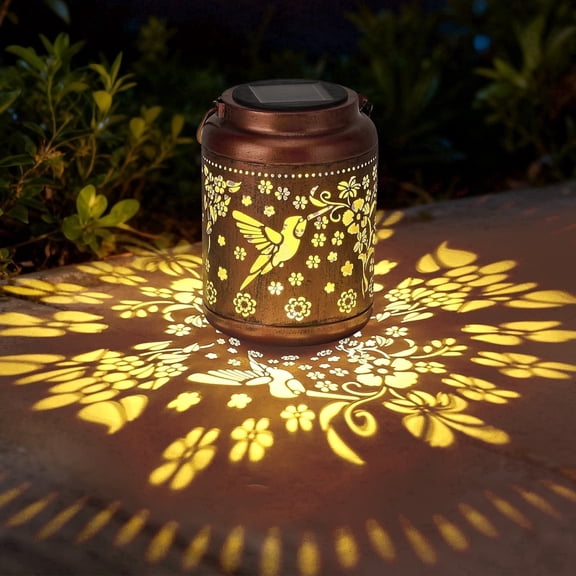 NIWEITA Hummingbird Solar Lanterns Outdoor Waterproof, Metal Hanging Solar Lights Outside Decorative for Yard Patio Backyard Christmas Decorations Garden Decor Birthday Gifts for Women
