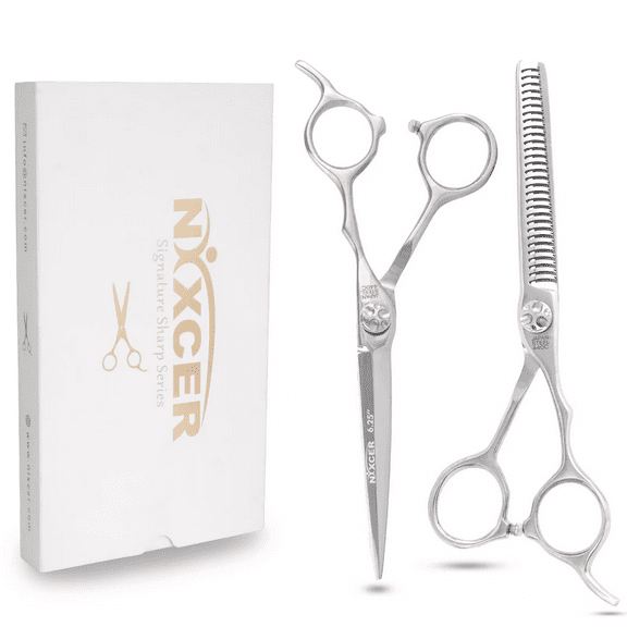 NIXCER PROFESSIONAL SERIES 6.25" ARC HAIR CUTTING AND THINNING SCISSORS SILVER