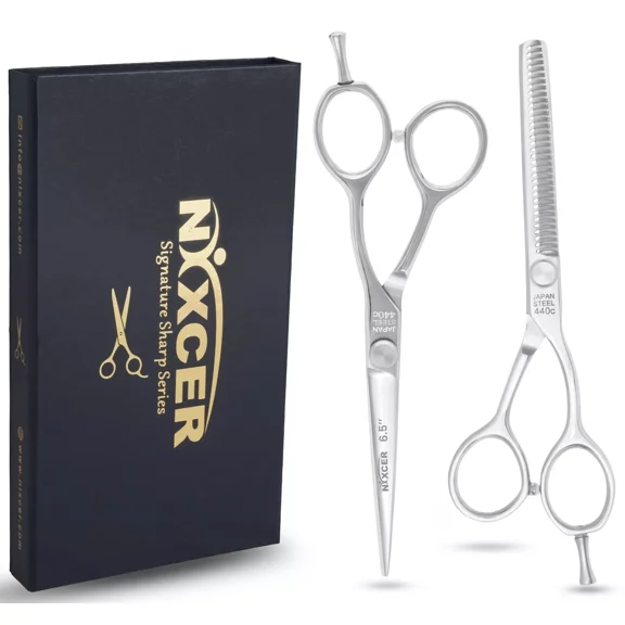 NIXCER PROFESSIONAL SERIES 6.5" KOREAN HAIR CUTTING AND THINNING SCISSORS SILVER