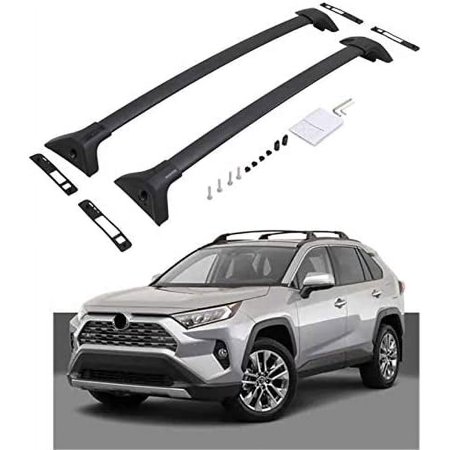 NIXFACE 2pcs Fit for Toyota RAV4 2019-2022 Cross Bars Roof Rack Aluminum Black Luggage Carrier (NOT for Adventure TRD Offroad)