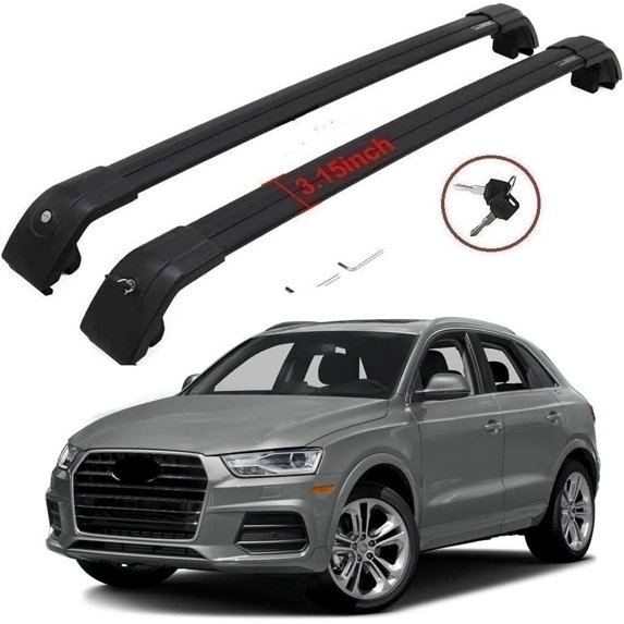 NIXFACE Black Roof Cargo Rack for Audi Q3 2012-2017 Roof Rack Cross Bars Top Rail Luggage Carrier Lockable