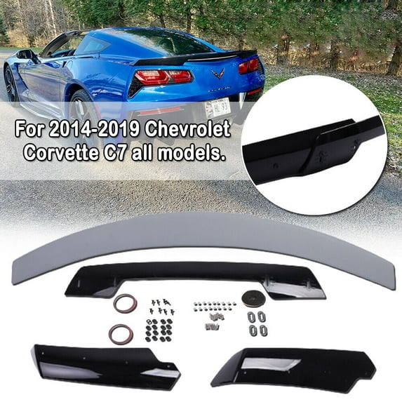 NIXFACE Rear Trunk Lid Spoiler for 14-19 Corvette C7 Z06 Stage 3 SMOKE Tinted Wickerbill