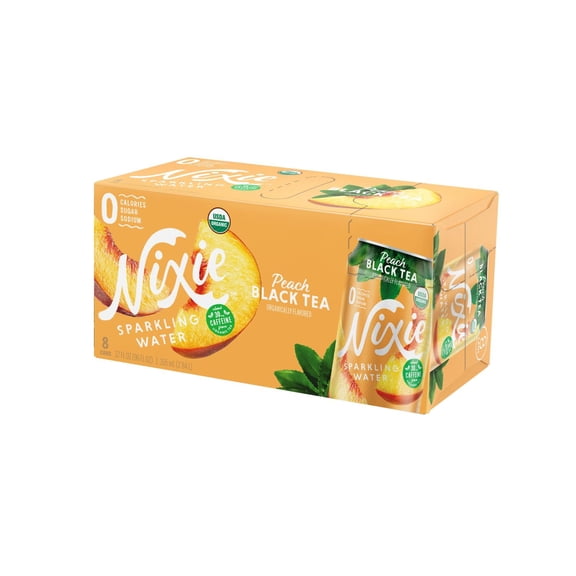 NIXIE - Organic Peach Sparkling Water - 96 fo, Case of 3
