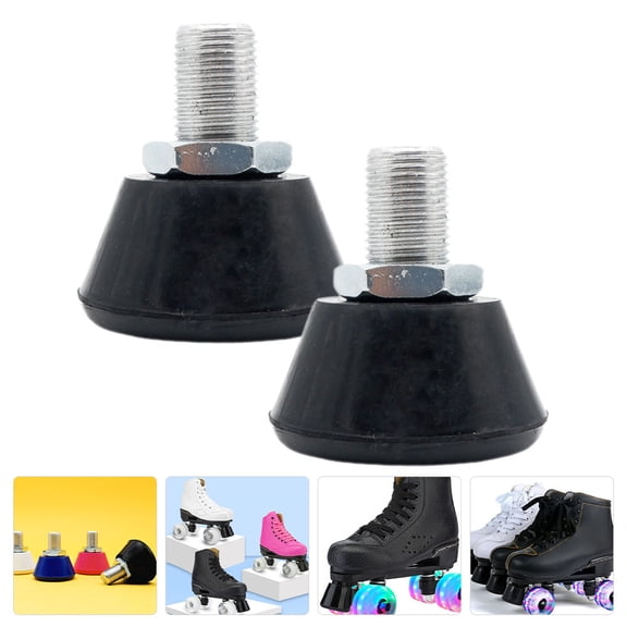 NIYANGLE 1 Pair Toe Stops for Roller Skates Toe Stop Brake Replacement Black Rubber Stainless Steel Adjustable Height