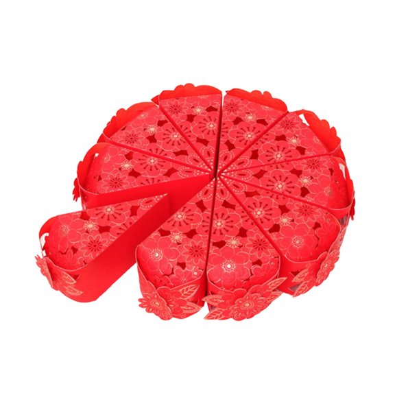 NIYANGLE Triangle Cake Boxes Red Creative Candy Storage for Parties 10Pcs