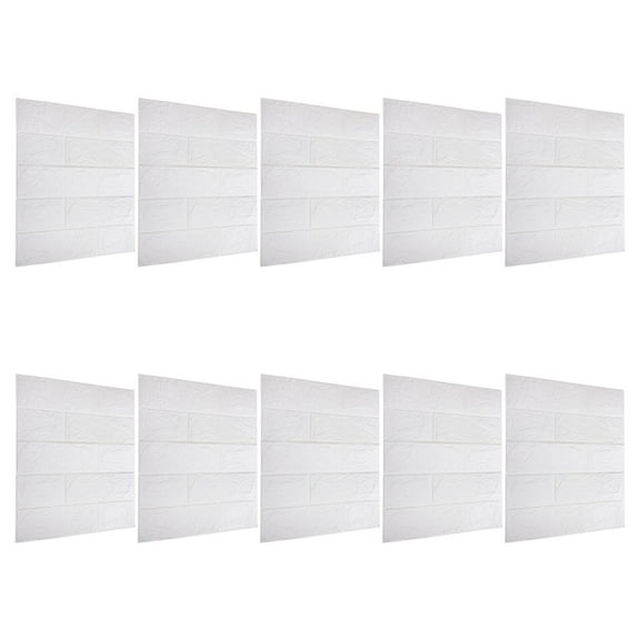 NIYANGLE Faux Brick Wall Panels Decorative White Plastic 10Set for Interior Decoration