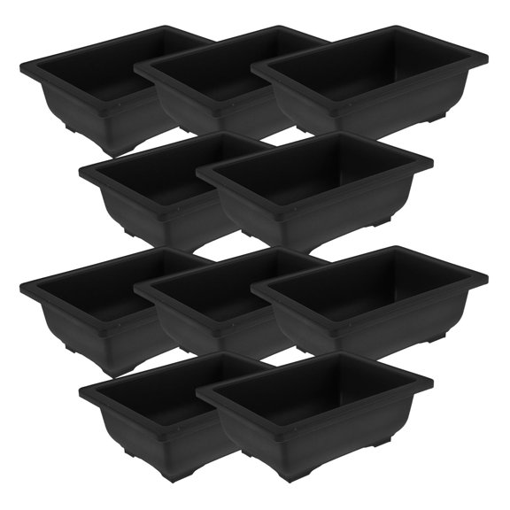 NIYANGLE Black Plastic Bonsai Containers, Rectangular Vintage Style for Garden, 12Pcs