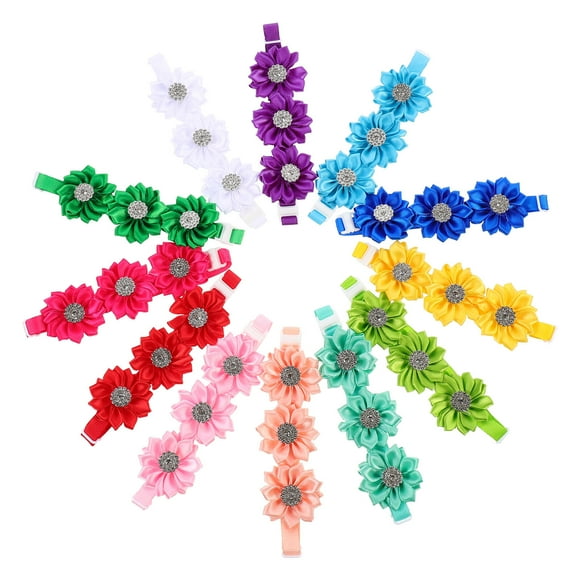 NIYANGLE 12Pcs Chic Design Dog Flower Collar for Weddings in Assorted Color 5.50X1.57X0.39 In