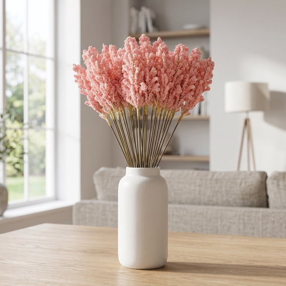 NIYANGLE 18Pcs Wedding Wheat Ear Pink Decorative Dried Flowers for Fall Home Decoration