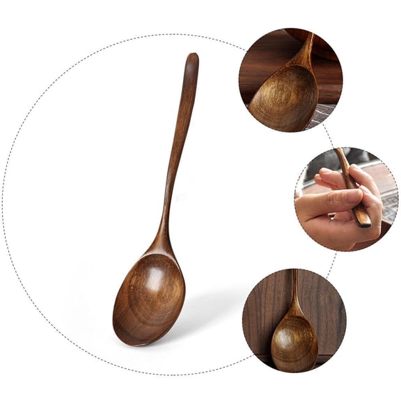 NIYANGLE Rice Soup Spoon Nanmu Assorted Color for Home Dining 1Pcs 9.3X2.2X0.2In