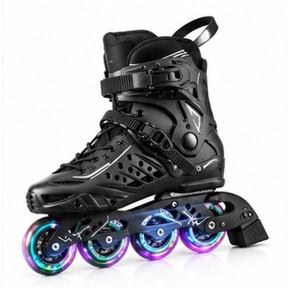 NIYANGLE 1Pair Adult Inline Roller Skates Black with Durable Impact Resistant Shell for Outdoor Use