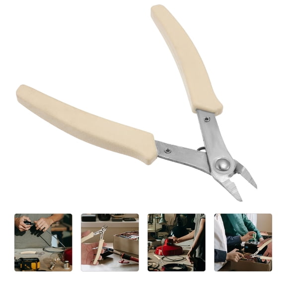 NIYANGLE 1Pc Practical Stainless Steel Nipper Plier White Compact Design for Wire Cutting and Stripping