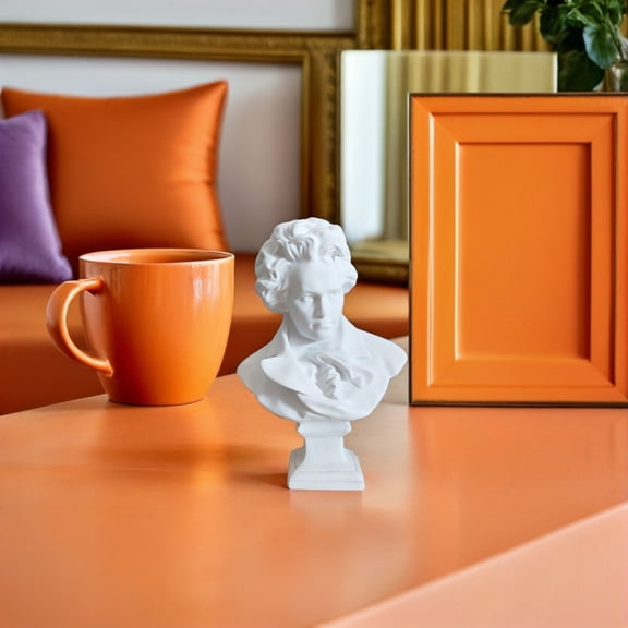 NIYANGLE 1Pc White Resin Craft Statue Imitation Plaster Portrait Sculpture Elegant Home Ornament