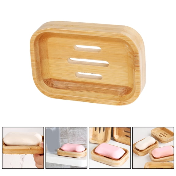 NIYANGLE Bamboo Soap Box Assorted Color 1Set 4.9X3.1in