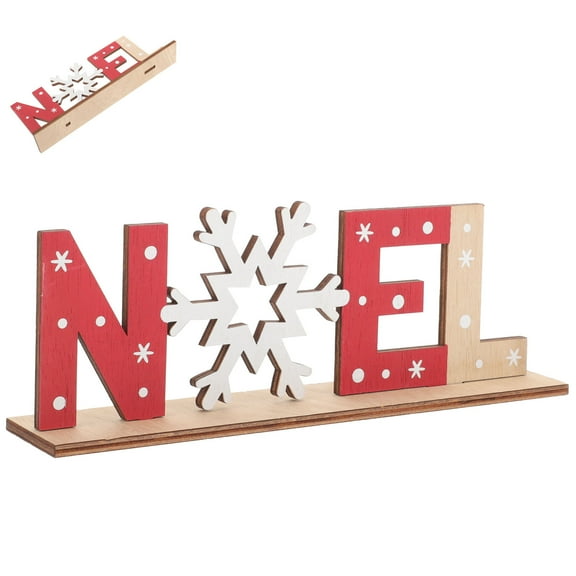 NIYANGLE 1Pcs Christmas Noel Wood Sign Rectangular Rustic Style Table Sign for Home Decoration 23x7.5x4cm