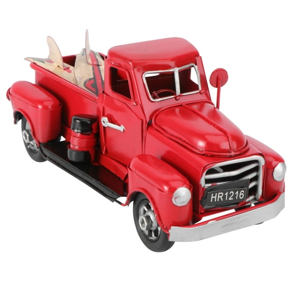 NIYANGLE 1Pcs Red Vintage Truck Model for Desktop Adornment and Decor