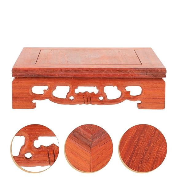 NIYANGLE 1Pcs Wood Base Teapot Stand Dark Red Square Shape For