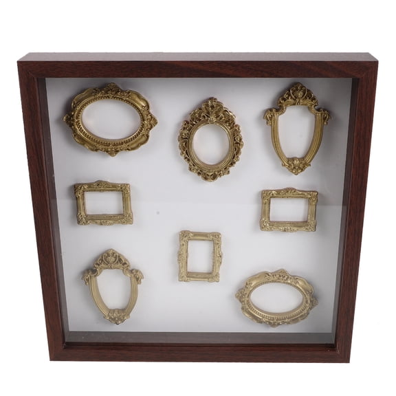 NIYANGLE Picture Frame Display Box Cube Shadow Box with Wood Resin