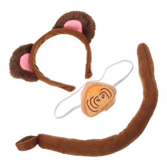 NIYANGLE 1Set Versatile Brown Monkey Costume Set with Tail and Ears Headband for Cosplay Use