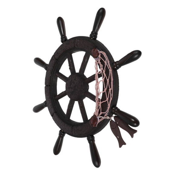 NIYANGLE 1Set Wooden Ship Wheel Hanging Ornament Multi Color Round Shape Wall Decor Mediterranean Style Indoor Decor