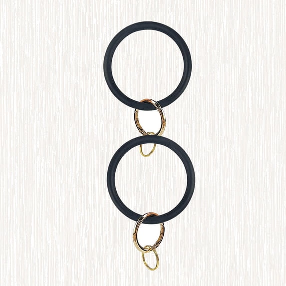 NIYANGLE 2 Pcs Black Silicone Bracelet Keychain, Large Circle Wristlet ...