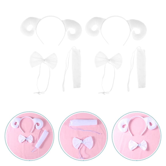 NIYANGLE 2 Sets White Fabric Animal Ears Headbands, Cute Costume Cosplay Hair Accessories for Photo Shoots and Fun Parties