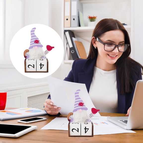 NIYANGLE Shows Day and Date Desktop Calendar Wood Block Calendar White 1 Pc 6.7X4.2In