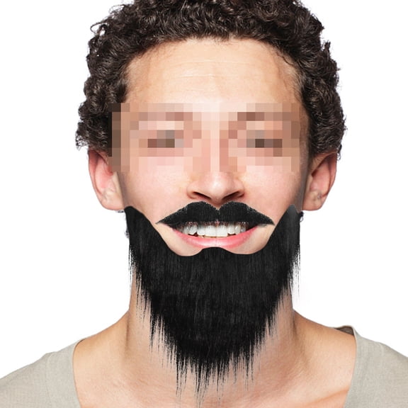 NIYANGLE 2PCS Fake Facial Hair Fake Beard Black Rubber Easy Installation for Costume Balls