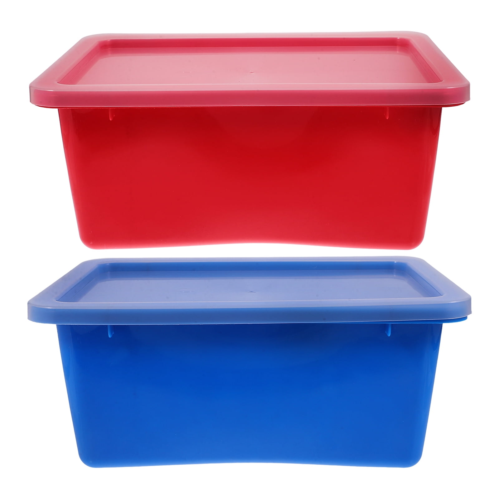 NIYANGLE 2Pcs Assorted Color Plastic Storage Boxes with Lids Stackable ...