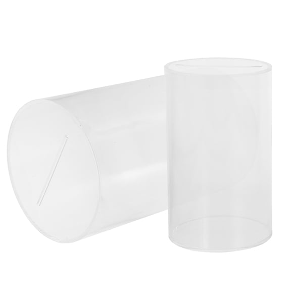 NIYANGLE 2Pcs Clear Acrylic Coin Bank Money Saving Jar for Cash and Donation