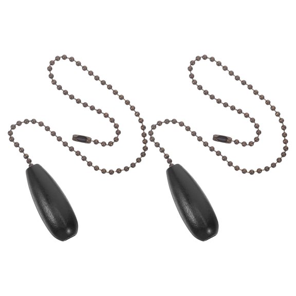 NIYANGLE 2Pcs Decorative Wooden Pull Chain Extenders for Ceiling Fan Black Beaded Cord Design