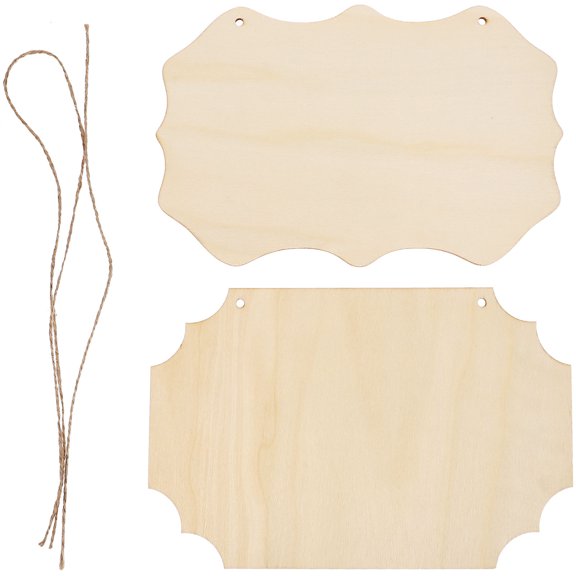 NIYANGLE 2Pcs Hanging Wood Sign Khaki Rectangular For Home Decor Craft Enthusiasts 9.04X5.89X0.12In