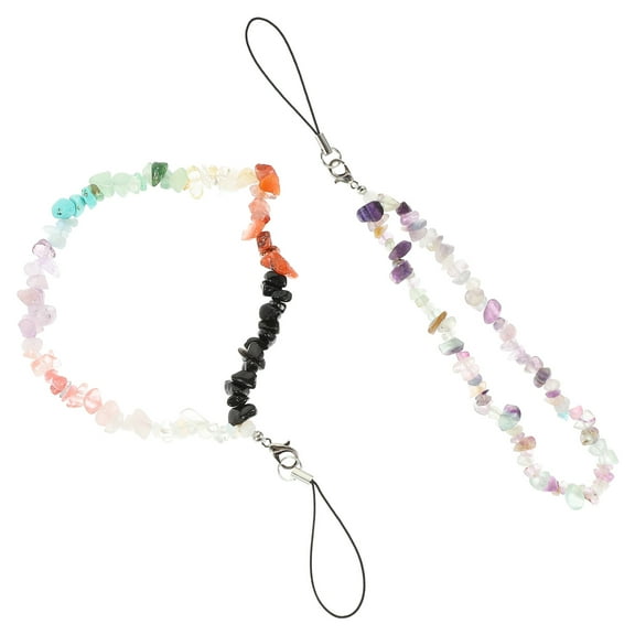 NIYANGLE 2Pcs Style Lightweight Multi-function Phone Strings Beaded Phone Charm Lanyard for Women 14X0.8in