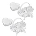 NIYANGLE 2pcs Heart Shaped Ring Bearer Box White Lace Satin Box ...