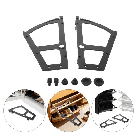 NIYANGLE 2pcs Shoe Cabinet Hinges Black Plastic Single Layer Lower Flip Plate