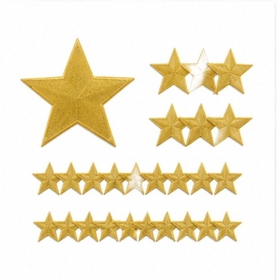 NIYANGLE 32Pcs Golden Star Embroidered Iron on Patches for Clothing Jackets Jeans Hats Sewing Applique Decoration