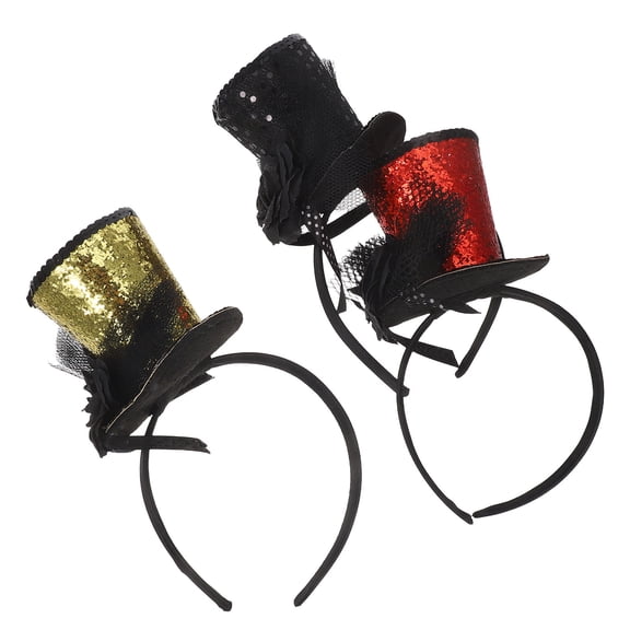 NIYANGLE 3Pcs Assorted Color Mini Top Hat Headband with Veil Party Fascinator for Women