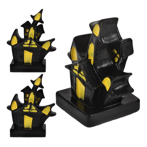 NIYANGLE 3-Piece Black Resin Fish Castle Aquarium Decoration for Landscaping and Aquatic Habitat Enhancements