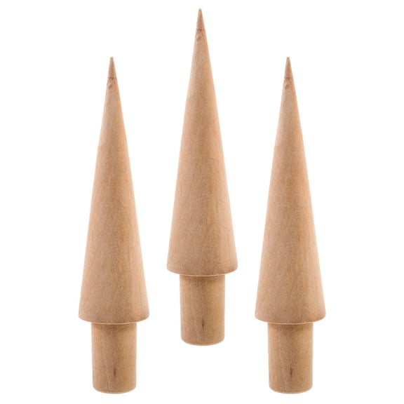 NIYANGLE 3Pcs Brown Birch Wood Cone Rollers Ice Cream Dessert Molds