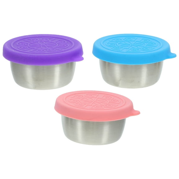 NIYANGLE Dip Cups With Lids Stainless Steel Dipping Cups Assorted Color 3Pcs
