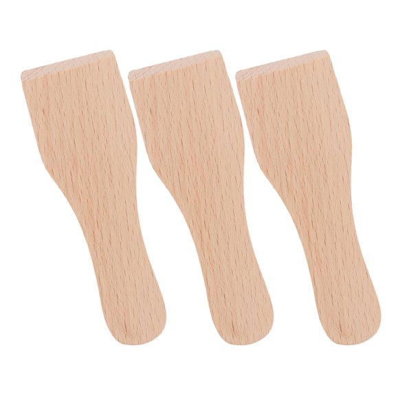 NIYANGLE 3Pcs Flat Wooden Spatula Beige Multi-Purpose Wood Scraper for Cake and Pizza
